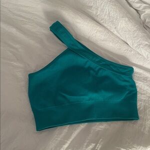 Teal One-Shoulder Crop Top